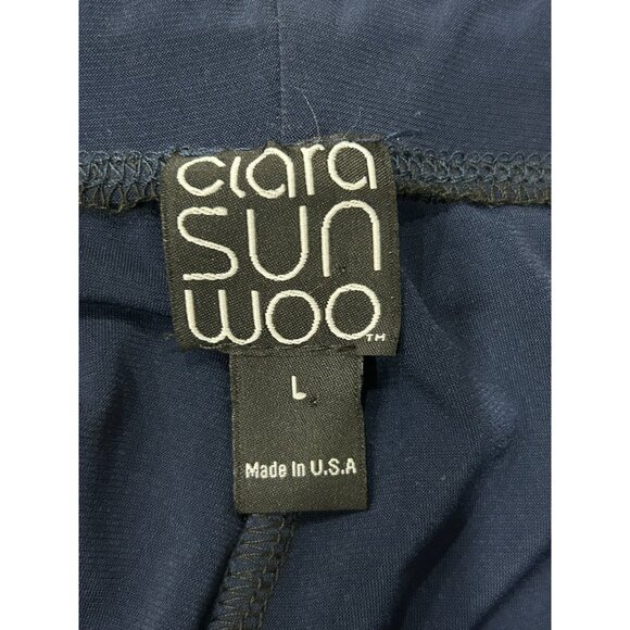 Clara Sunwoo Womens Navy Blue Stretchy Cropped Pants Sz Large - Picture 5 of 8